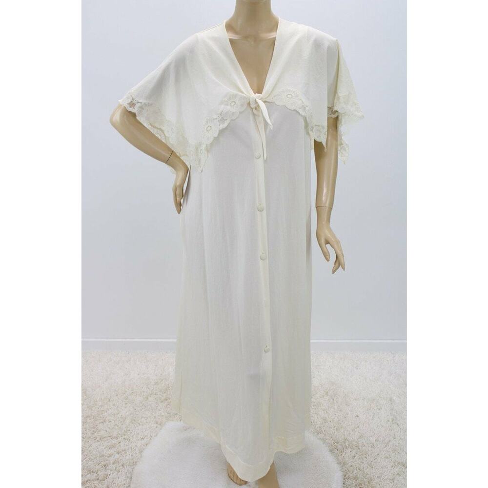 Vintage Blanche by Ralph Montenero Nylon Robe Dressing Gown House Coat caplet L